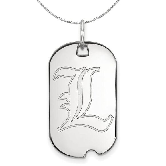 Sterling Silver U. of Louisville Dog Tag Necklace - 24 Inch